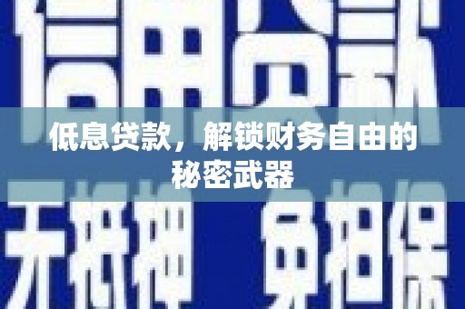 潍坊低息贷款，解锁财务自由的秘密武器