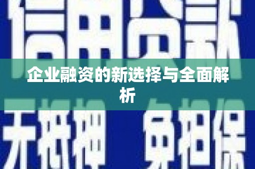 三义企业融资的新选择与全面解析